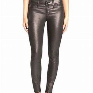 Rock & Republic Brown Coated Skinny Pants, Size:10